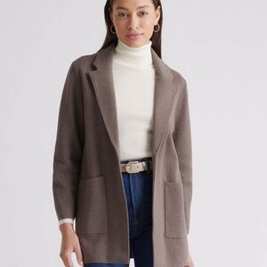 Quince Heather Brown Organic Cotton Knit Blazer Jacket | XS